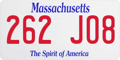 MA license plate 262JO8