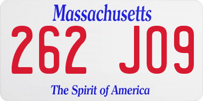 MA license plate 262JO9