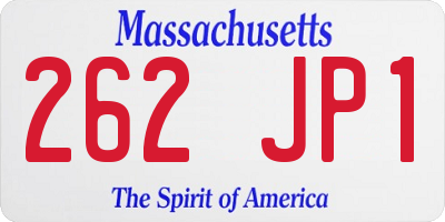 MA license plate 262JP1