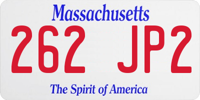 MA license plate 262JP2