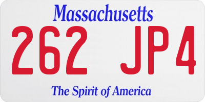 MA license plate 262JP4