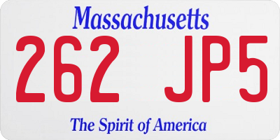 MA license plate 262JP5