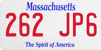 MA license plate 262JP6