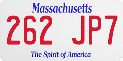 MA license plate 262JP7
