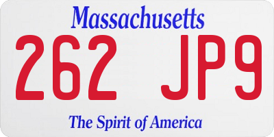 MA license plate 262JP9
