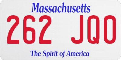 MA license plate 262JQ0