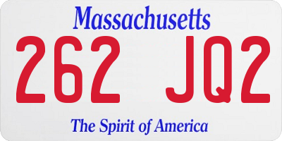 MA license plate 262JQ2