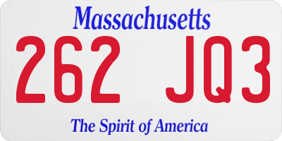 MA license plate 262JQ3
