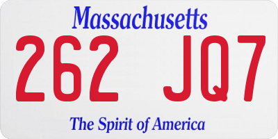 MA license plate 262JQ7