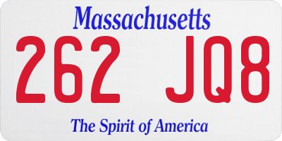MA license plate 262JQ8