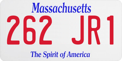 MA license plate 262JR1