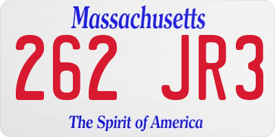 MA license plate 262JR3