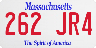 MA license plate 262JR4