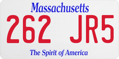 MA license plate 262JR5