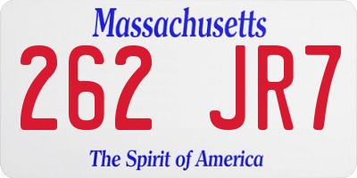 MA license plate 262JR7