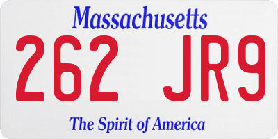 MA license plate 262JR9