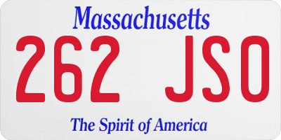 MA license plate 262JS0
