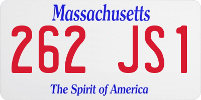MA license plate 262JS1