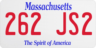 MA license plate 262JS2