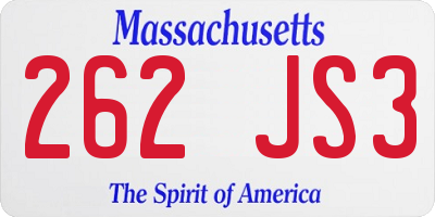 MA license plate 262JS3