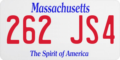 MA license plate 262JS4