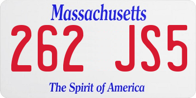 MA license plate 262JS5