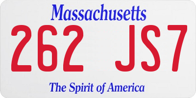 MA license plate 262JS7