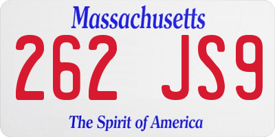 MA license plate 262JS9