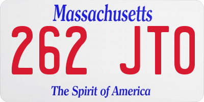 MA license plate 262JT0