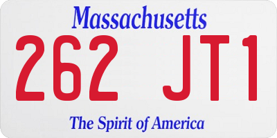 MA license plate 262JT1