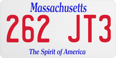 MA license plate 262JT3
