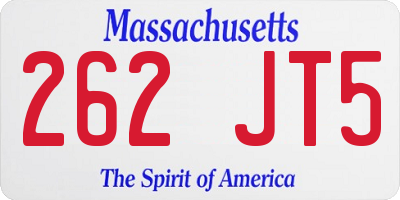 MA license plate 262JT5