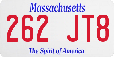 MA license plate 262JT8