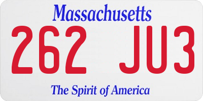 MA license plate 262JU3