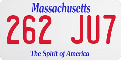 MA license plate 262JU7