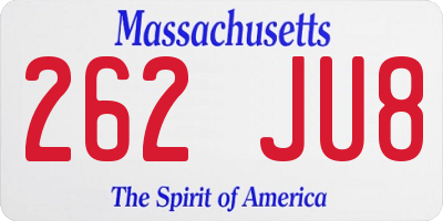 MA license plate 262JU8