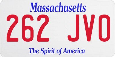 MA license plate 262JV0