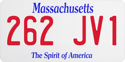 MA license plate 262JV1