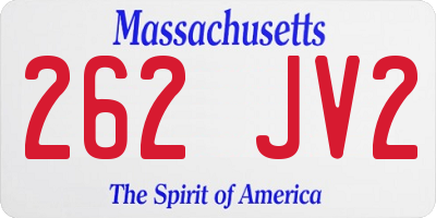 MA license plate 262JV2