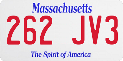 MA license plate 262JV3