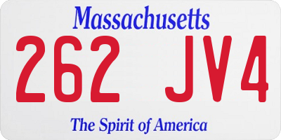 MA license plate 262JV4