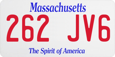 MA license plate 262JV6