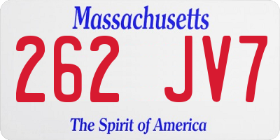 MA license plate 262JV7