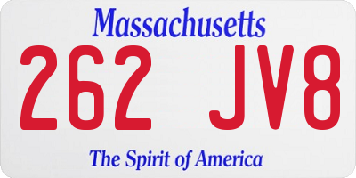 MA license plate 262JV8