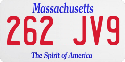 MA license plate 262JV9