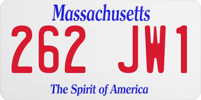 MA license plate 262JW1