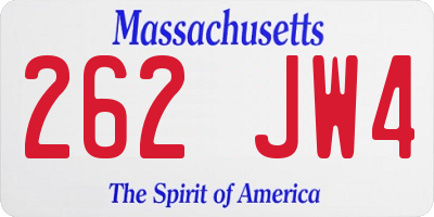 MA license plate 262JW4