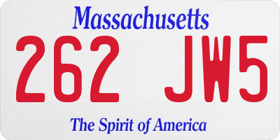 MA license plate 262JW5