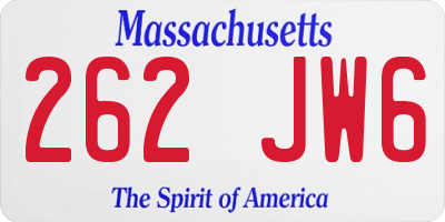 MA license plate 262JW6