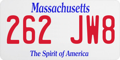 MA license plate 262JW8